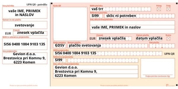 zakup minut vzorec položnice